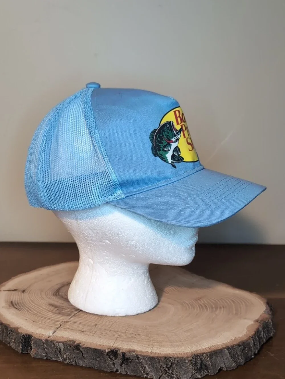 Bass Pro Shops Light Blue Mesh Back Hat with Yellow Logo
